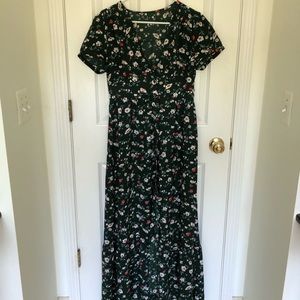 Forest Green Floral Maxi Dress
